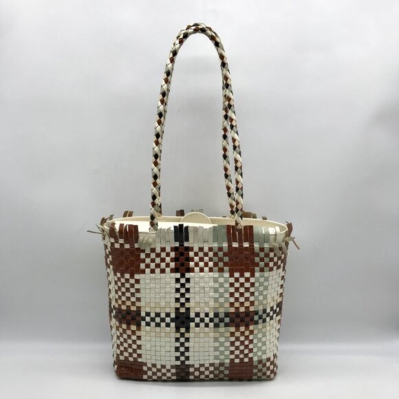 Salvatore Ferragamo Multicolor Woven Leather Gancini Shoulder Bag - Picture 2 of 12